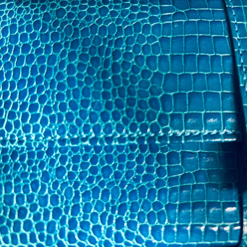 Smythson Turquoise Croc Embossed Jewelry Roll Travel Pouch Case Folio Clutch - Picture 10 of 10